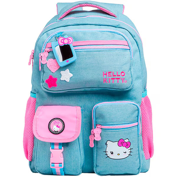 Mochila escolar em poliéster Hello Kitty Tween Jeans 15982 Xeryus - PT 1 UN