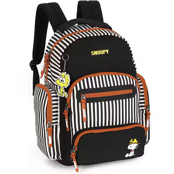 Mochila escolar em jeans Snoopy Preto MJ47768SN Luxcel - PT 1 UN