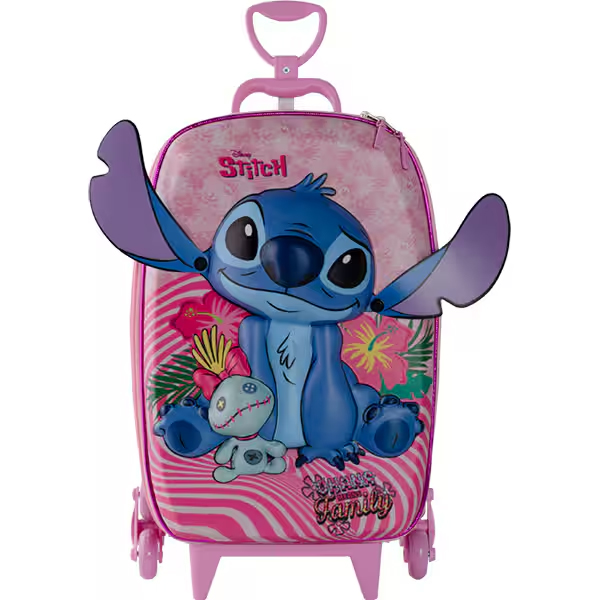 Mochila Escolar Infantil de Rodinhas em EVA, Stitch Disney, Maxtoy 