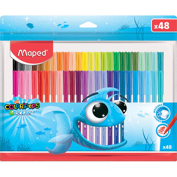 Caneta Hidrográfica Color Peps Ocean 48 cores 845726, Maped - CX 1 UN