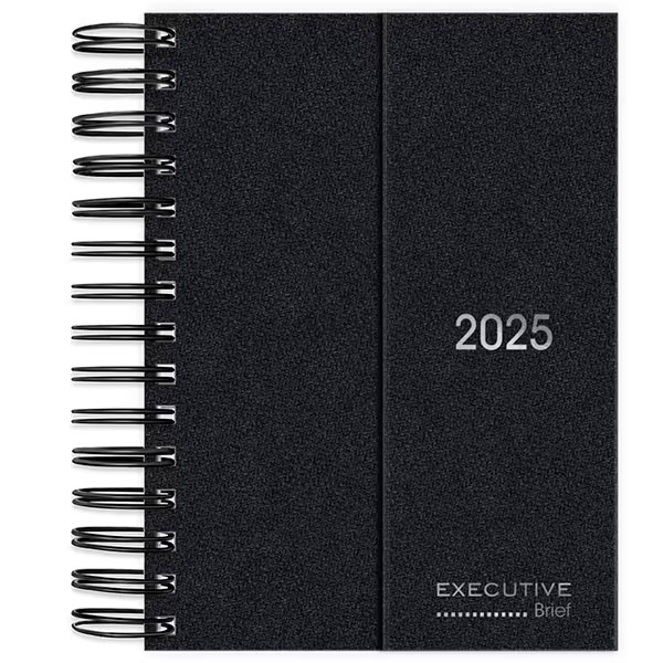 Agenda diária 2025, Dobrável, Brief Executive, Preta, 176 folhas, 2511369, Spiral Brf Ex - PT 1 UN