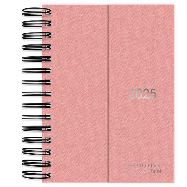 Agenda diária 2025, Dobrável Brief Executive Rosa 176 folhas 2511376, Spiral Brf Ex - PT 1 UN