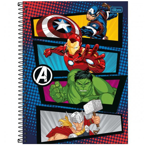 Caderno Capa Dura Universitário 1 Matéria Avengers Fit 80 Folhas - Sortido